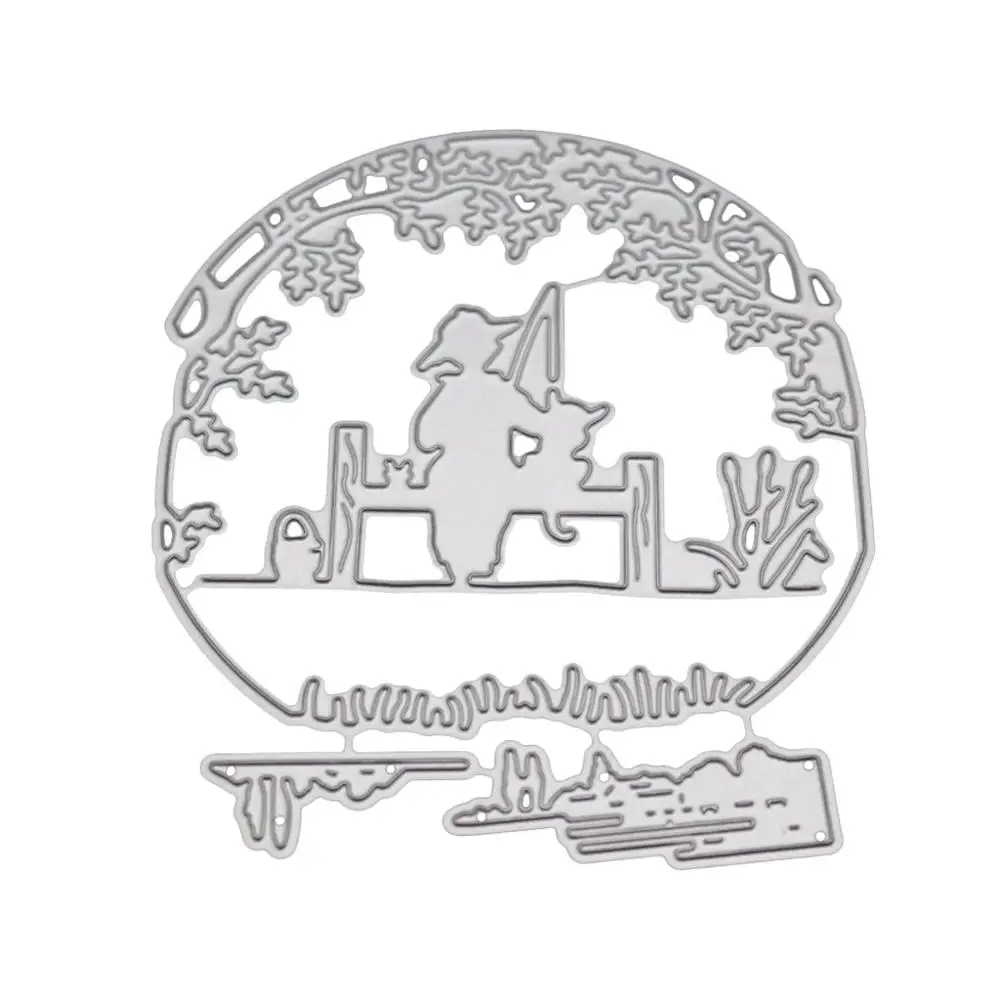 Девушка в море дерево олень металлический прорезной трафарет для окраски DIY