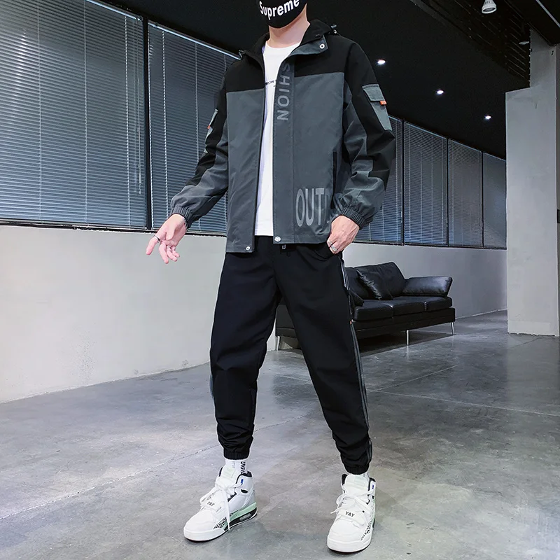 

Men's Hooded Jacket Tracksuit Men 2 Piece Set Men 2021 Spring Casual Sportswear Sweatshirt Jogging Sweatpants Tracksuit For Men