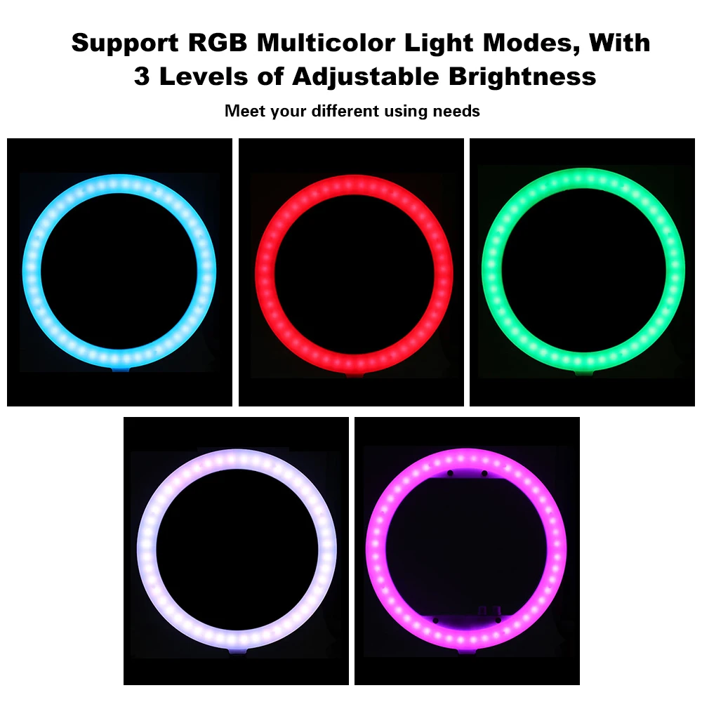 Многоцветный СВЕТОДИОДНЫЙ кольцевой светильник 14 дюймов RGB 240 с регулируемой