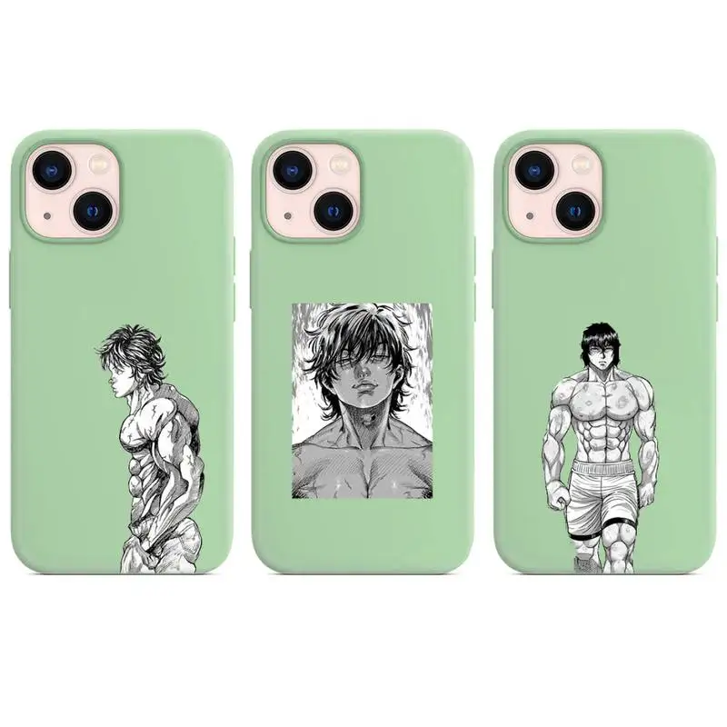 

baki hanma manga Phone Case for iphone 13 12 XS 11 pro max mini SE 2020 6 6s 7 8 plus X XR cases candy color green funda