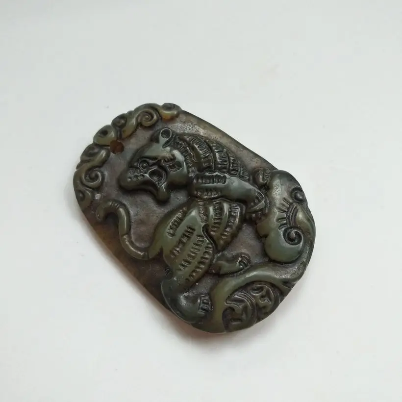 Винтажный нефритовый амулет подвеска в виде тигра китайский знак зодиака