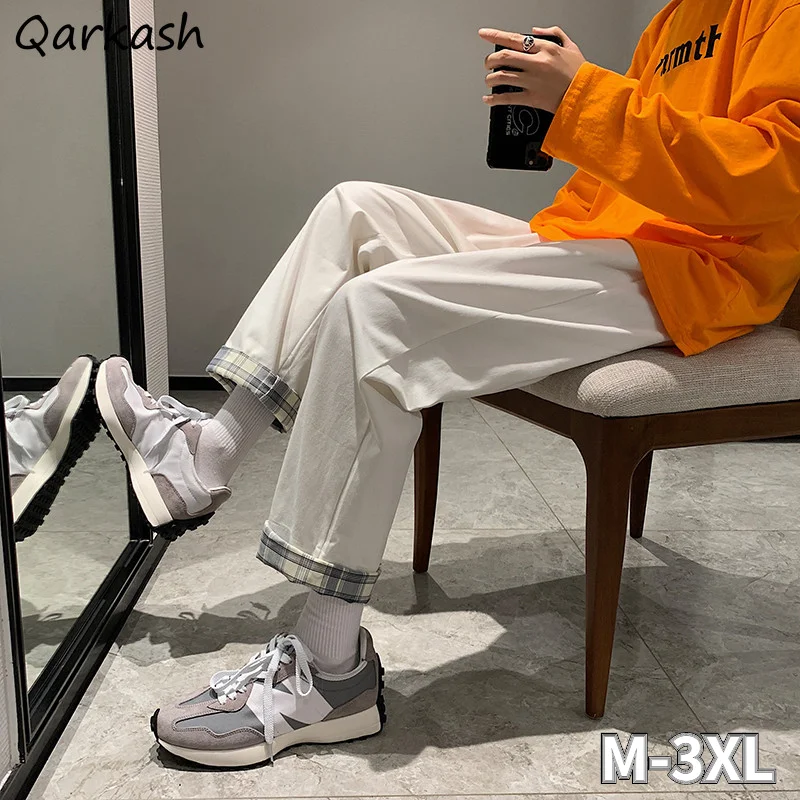 

Women Casual Pants Spring Chic Plaid Plus Size 3XL Straight Trousers Couples Elastic Waist Daily Preppy Style Retro Unisex Cozy