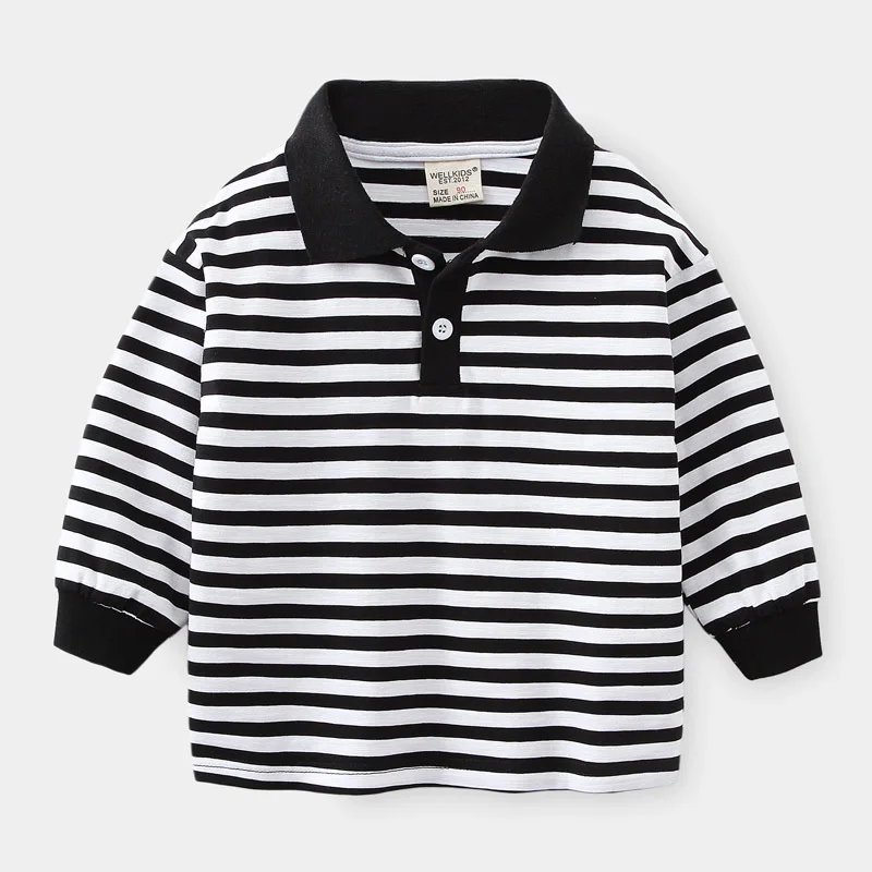 

New Children's Clothing 2020 Spring Boys Long Sleeve POLO Shirt Little Boys Fashion Striped Printed Casual Lapel Top