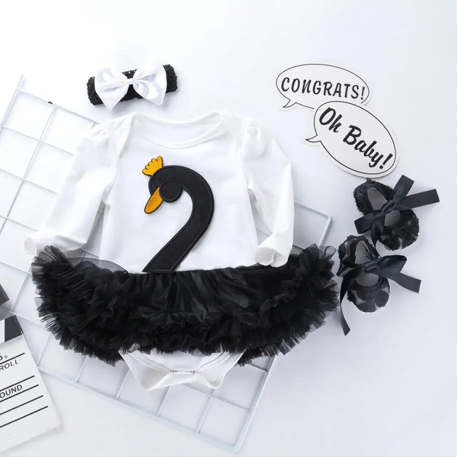 Комплект из 3 предметов, платье-пачка для девочек 1-2 лет на день рождения, нарядное платье-пачка для маленьких девочек, наряд для младенцев, повязка на голову для детей 0-24 месяцев