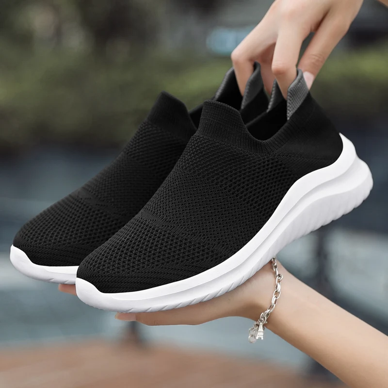 

Couples Casual Sports Shoes Cold Glue MD Bottom + Flying Knit New Ultra-light Running Shoes Walking Shoes for Women Sneakers
