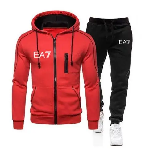 

2-piece men's suit brand zipper Hoodie sportswear casual sportswear hot men's Hoodie + pants suit men's street jacket winter