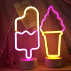 Новый светодиодный неоновый Ночной светильник, неоновая вывеска, светильник для мороженого, настольная лампа, дисплей для выпечки, праздничный креативный магазин, украшение для спальни и девочки