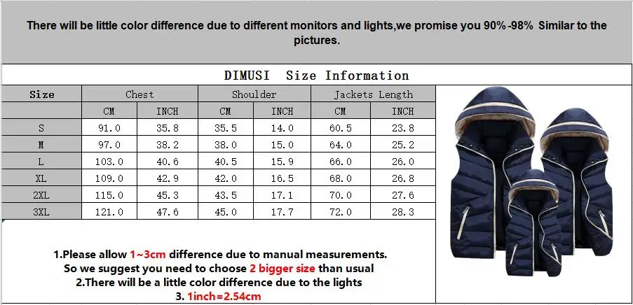 

DIMUSI Mens Jacket Sleeveless Vest Winter Male Cotton-Padded Hooded Vest Coats Men Thick Warm Windbreaker Waistcoats Clothing