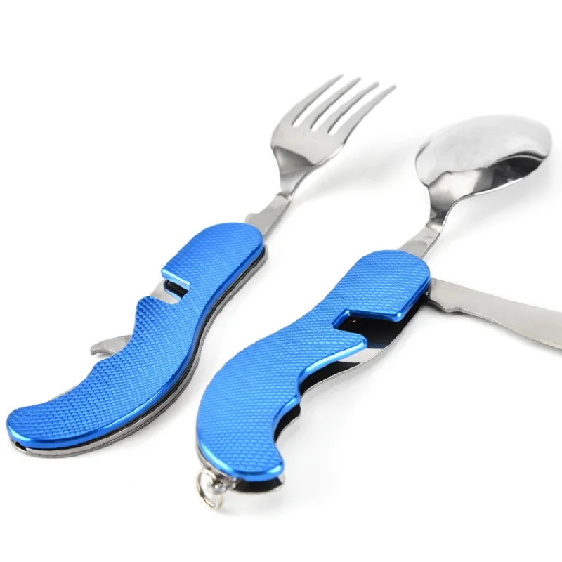 

Detachable Multi Tool Portable Picnic Camp Spoon Fold Spork Fork Flatware Tableware Knife Keychain Cutlery Bottle Opener Outdoor