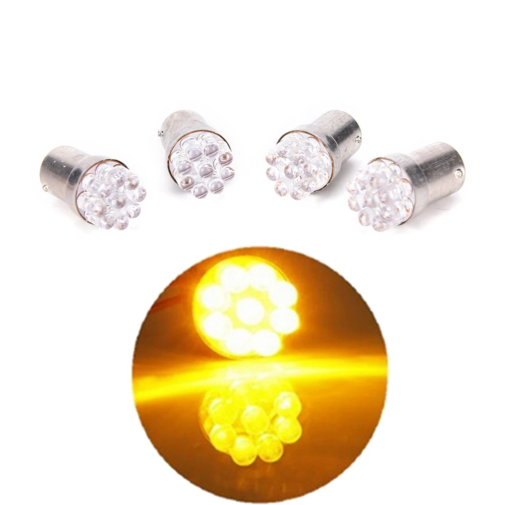 

4PCS 12V DC 1156 BA15S LED Backup Light Car Reverse Bulb Lamp Amber / Yellow