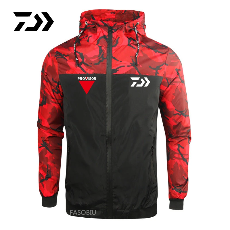 

Daiwa Spring Autumn Mens Casual Camouflage Hoodie Fishing Jacket Men Waterproof Clothes Men's Windbreaker Clothing Male Outwear