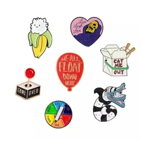 brooch and pins beelejuice cat death heart balloon game turntable console gamepad food box enamel bag lapel pin shirt badge gift