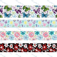 butterflies and flowers pattern printed grosgrain ribbon 50 yards gift wrapping diy bows christmas wedding derections ribbons