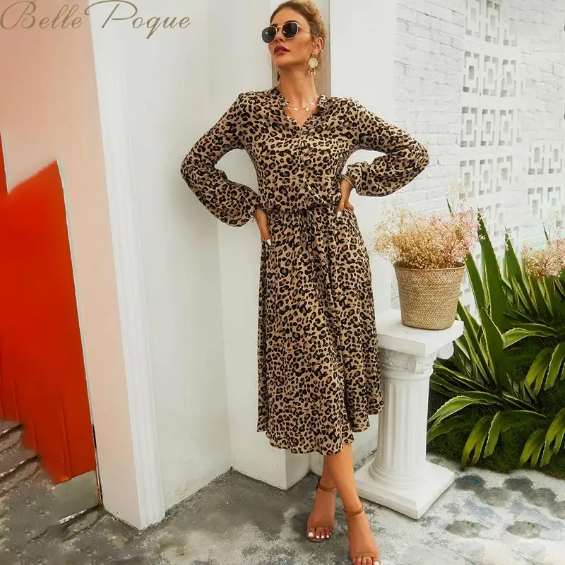 Belle Poque/леопардовые вечерние платья с сексуальным принтом повседневные v-образным