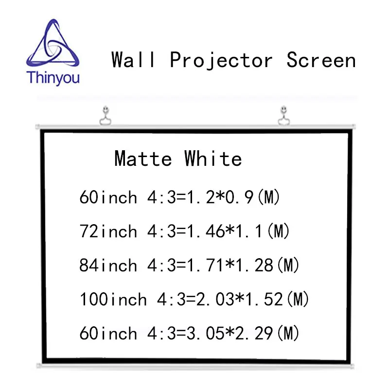 Светодиодный проектор Thinyou матовый белый 60 дюймов 72 дюйма 84 100 120 4:3 настенный для