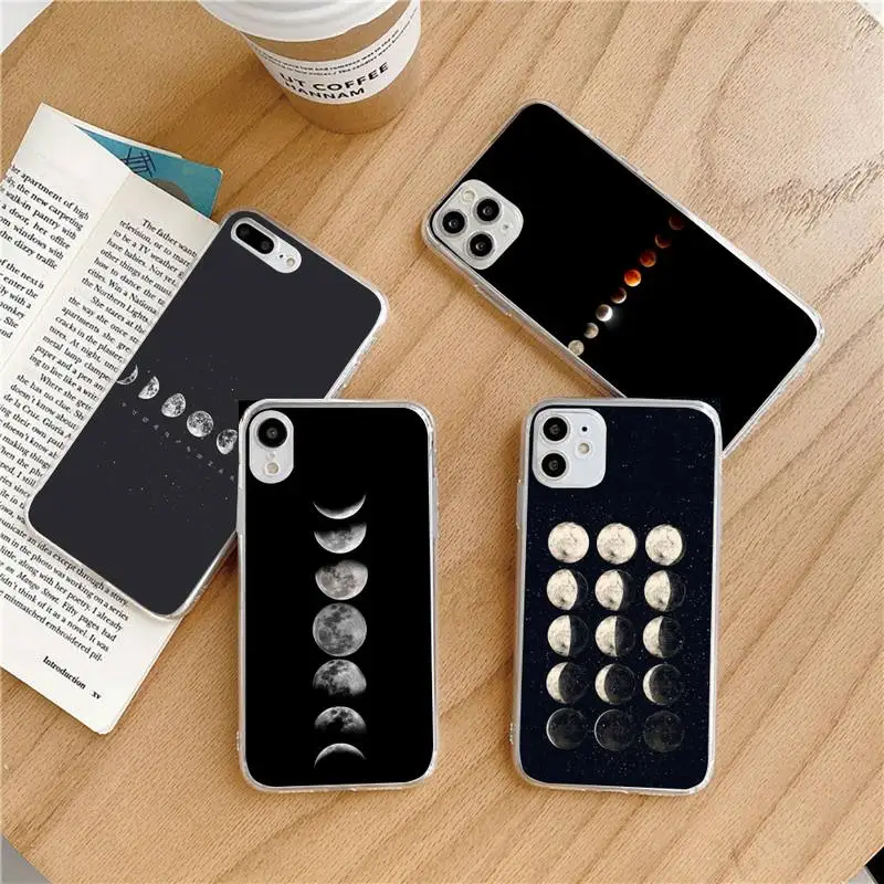 

Moonlight Moon phases Earth universe Phone Transparent soft For iphone 5 6 7 8 11 12 s c se plus mini x xs xr pro max shell