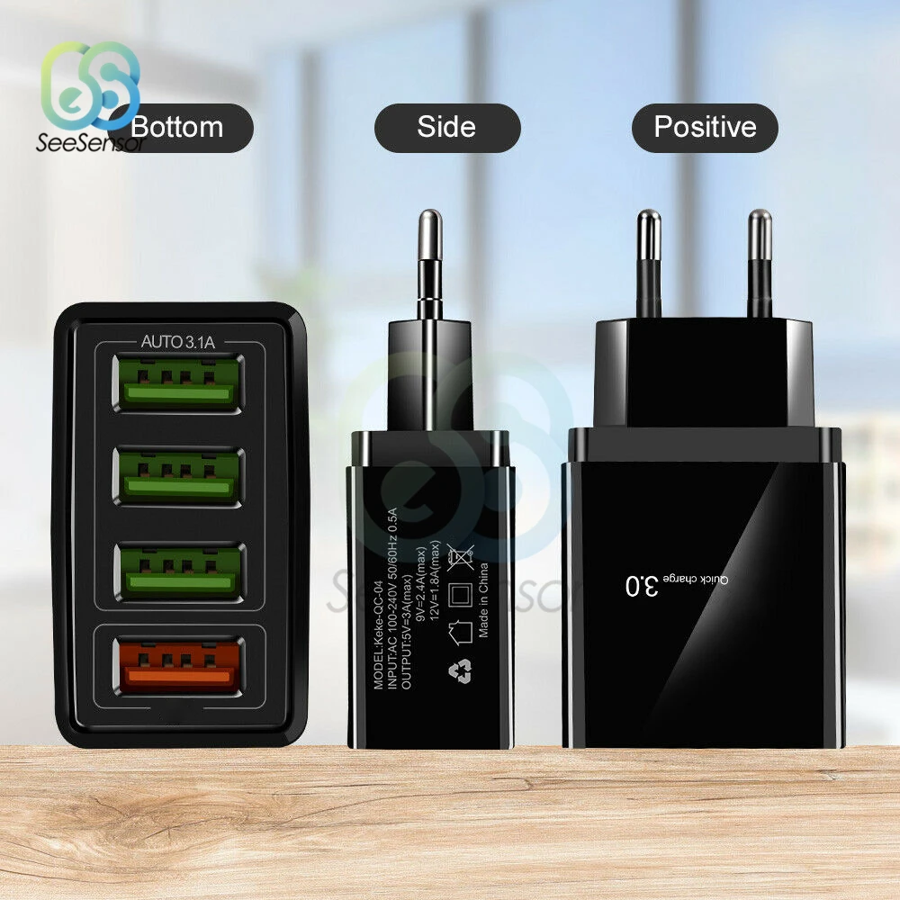 Быстрая зарядка 3,0 QC 3,0 быстрое зарядное устройство 4 порта USB портативное зарядное устройство для мобильного телефона iPhone samsung Xiaomi huawei