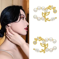 925 silver needle petal pearl stud earrings feminine high end sense earrings personality super fairy ear jewelry korean earrings