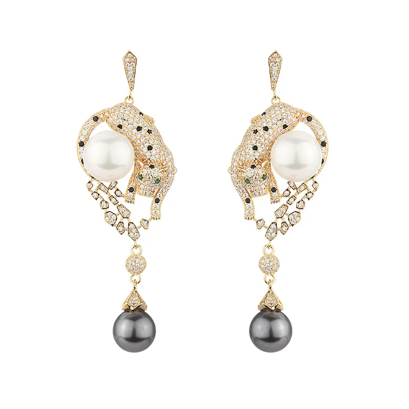

High Quality S925 Ear Needle Cubic Zirconia Imitation Pearl Animal Drop Earrings Jewelry Fashion Unusual Earrings For Women 2021