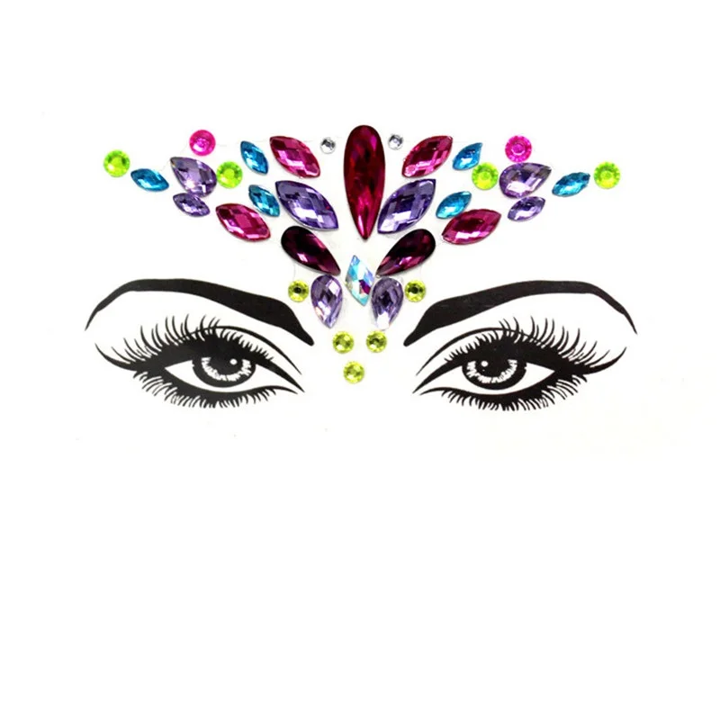 Acrylic Resin Drill Diamond Face Jewelry Women Masquerade Party Decor Diy Eyebrow Eye Stickers Colorful Crystal | Дом и сад