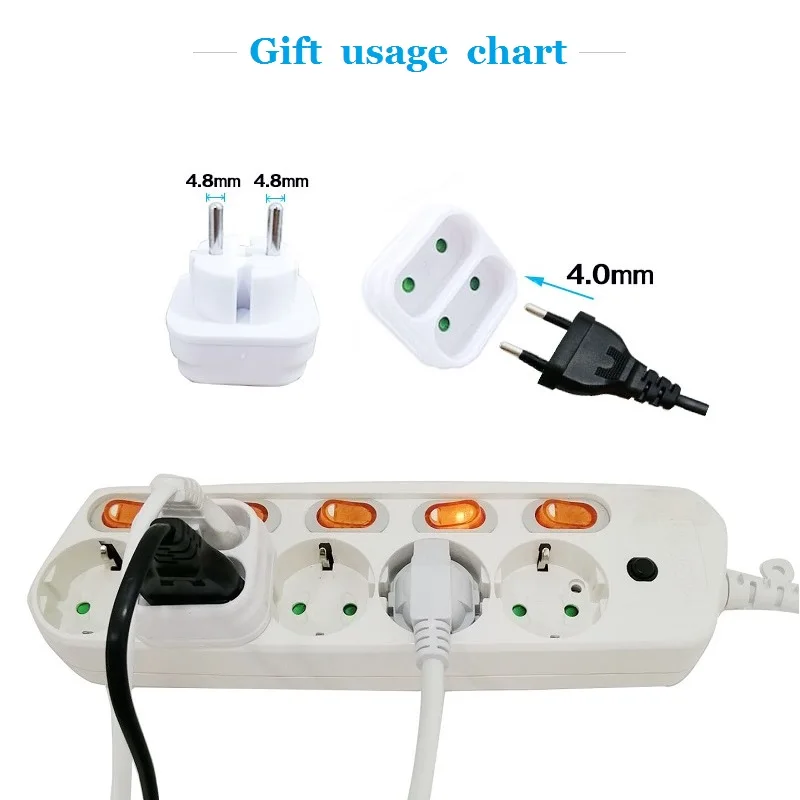 Сетевой фильтр штепсельная вилка европейского стандарта розетка переключатель