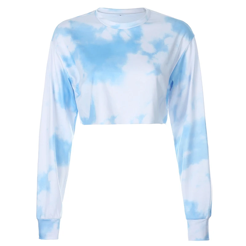 

Rockmore Harajuku Tie Dye Print Pullover Cropped Top Women'S Sweatshirts O-neck Femme Clothing Korean Y2K Streetwear Tops Tee