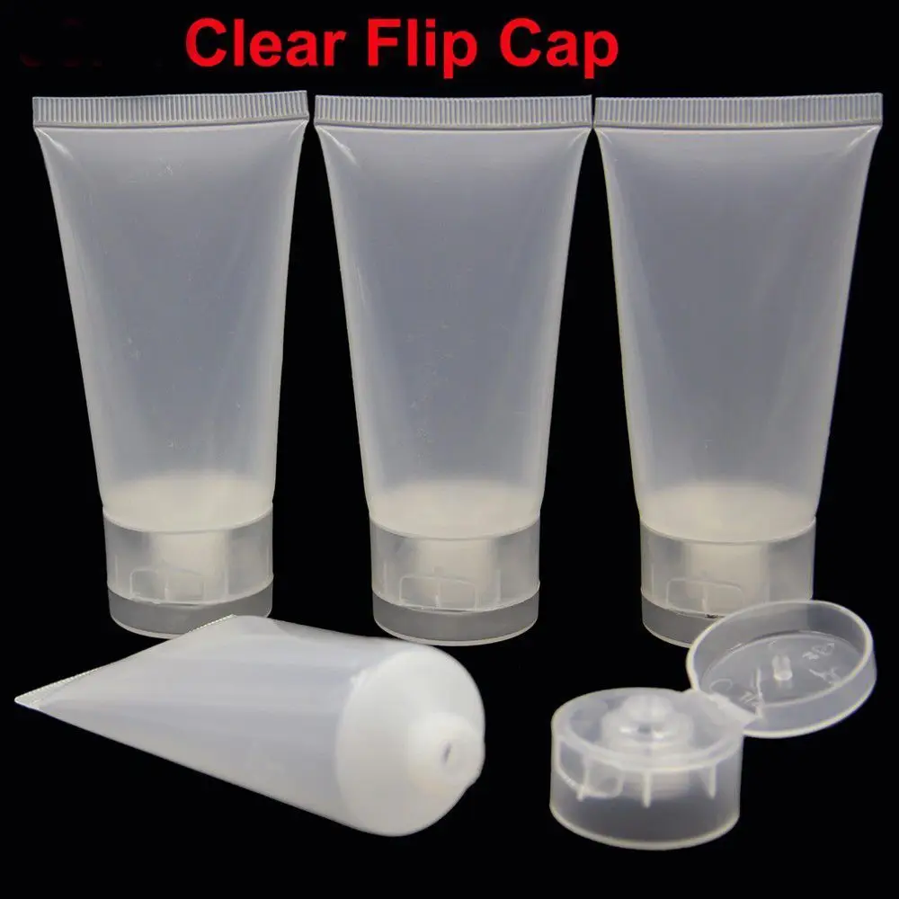 10 шт. x 15 мл-100 мл Пустая сжимающаяся бутылка для лосьона с матовой гладкой косметической ручкой для тела и шампуня из пластикового контейнера с флип-капом.