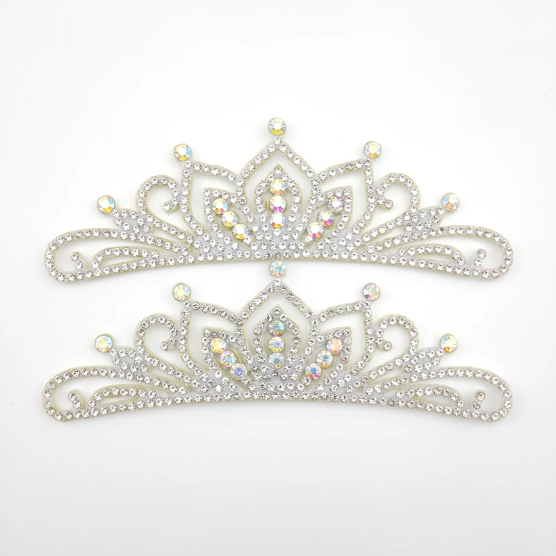 13*4CM Prinzessin Strass Weiß Crown Applique Für Handwerk Hochzeit Kleidung Decor Patch DIY Headwear Haar Clip Zubehör – Detail 4