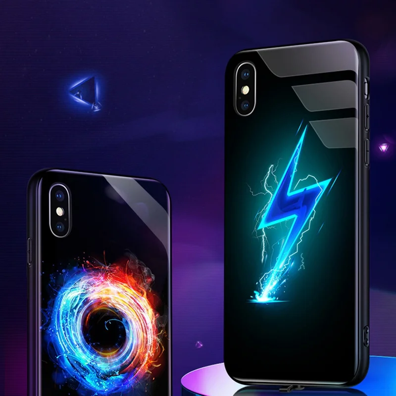 For IPhone X XR XS Max Pro Phone Case Voice Activated Luminous Protector Cellphone Back | Мобильные телефоны и аксессуары