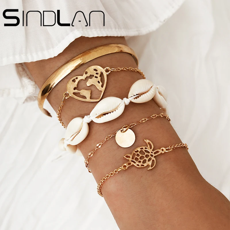 Sindlan 5 шт. богемный золотой браслет ручной работы натуральный корпус набор для