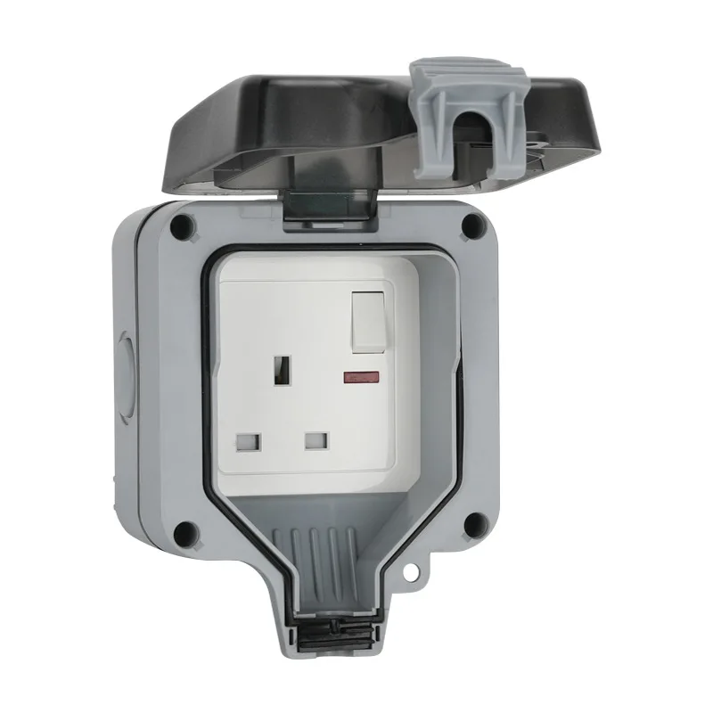 

Weatherproof IP66 Waterproof Socket Switch Box GR US ZA UK FR EU Standard Outlet Industrial Wall Electrical Power Panel Sockets