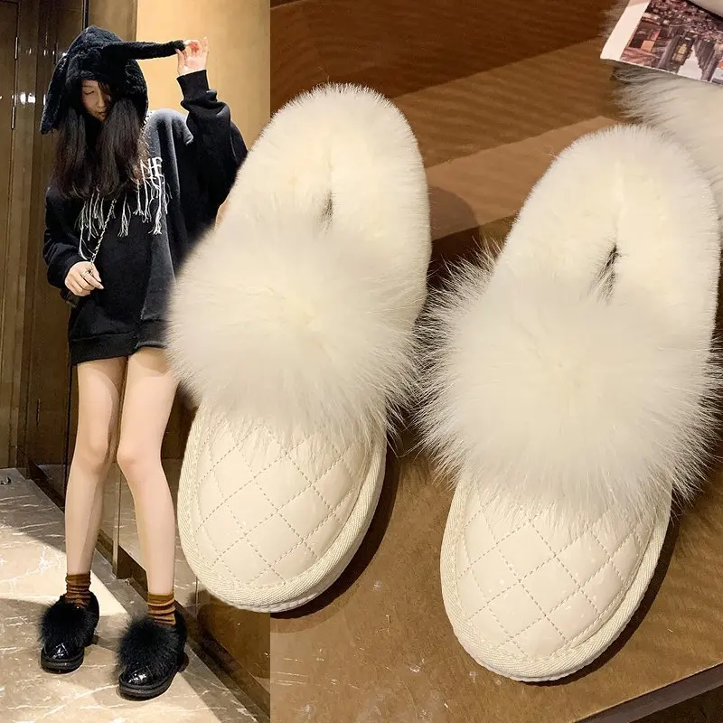 

Cotton shoes women's winter plus velvet thickening a pedal lazy bread shoes new shallow mouth fashion snow boots comfortable hot