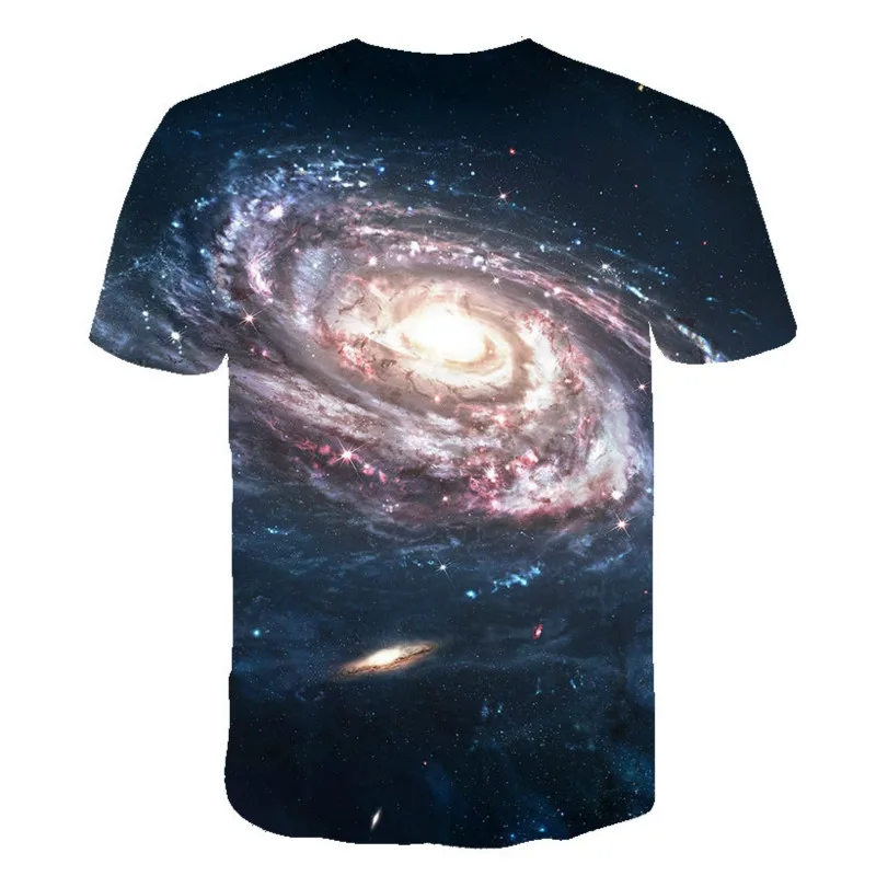 

New products for summer 2020! Cool mysterious Galaxy 3D printing round neck T-shirt casual short-sleeved round neck top T-shirt