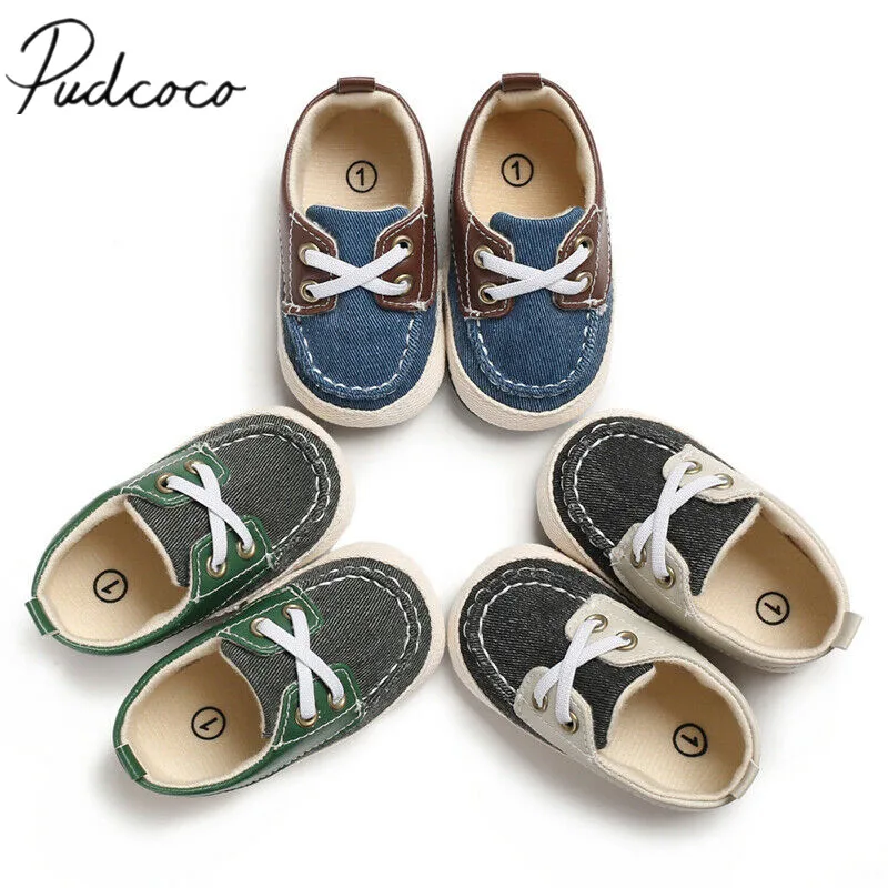 

Newborn Baby Boy Girls First Walkers Soft Sole Shoes Anti-slip Patchwork Sneakers Prewalker Shoes 0-18M