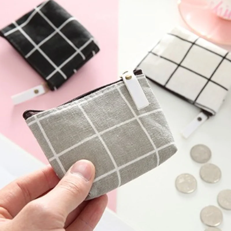 Английский стиль клетчатый женский холщовый Кошелек для монет мужчин и женщин