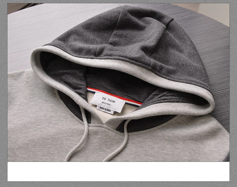 

2021 Fashion TB THOM Brand hooded Men Sweatshirts Hoodies Patchwork Casual Sportswear Coat Panelled Pullovers Mens Clothing