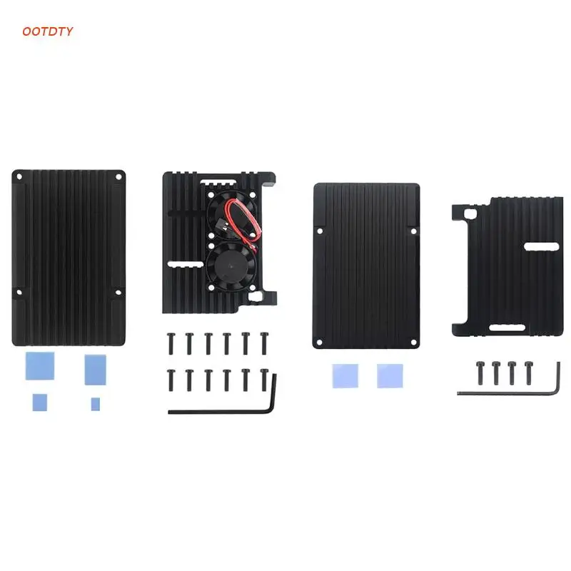

Чехол для вентилятора Raspberry Pi 4 с двойным охлаждающим вентилятором, радиатор из алюминиевого сплава, простой съемный чехол