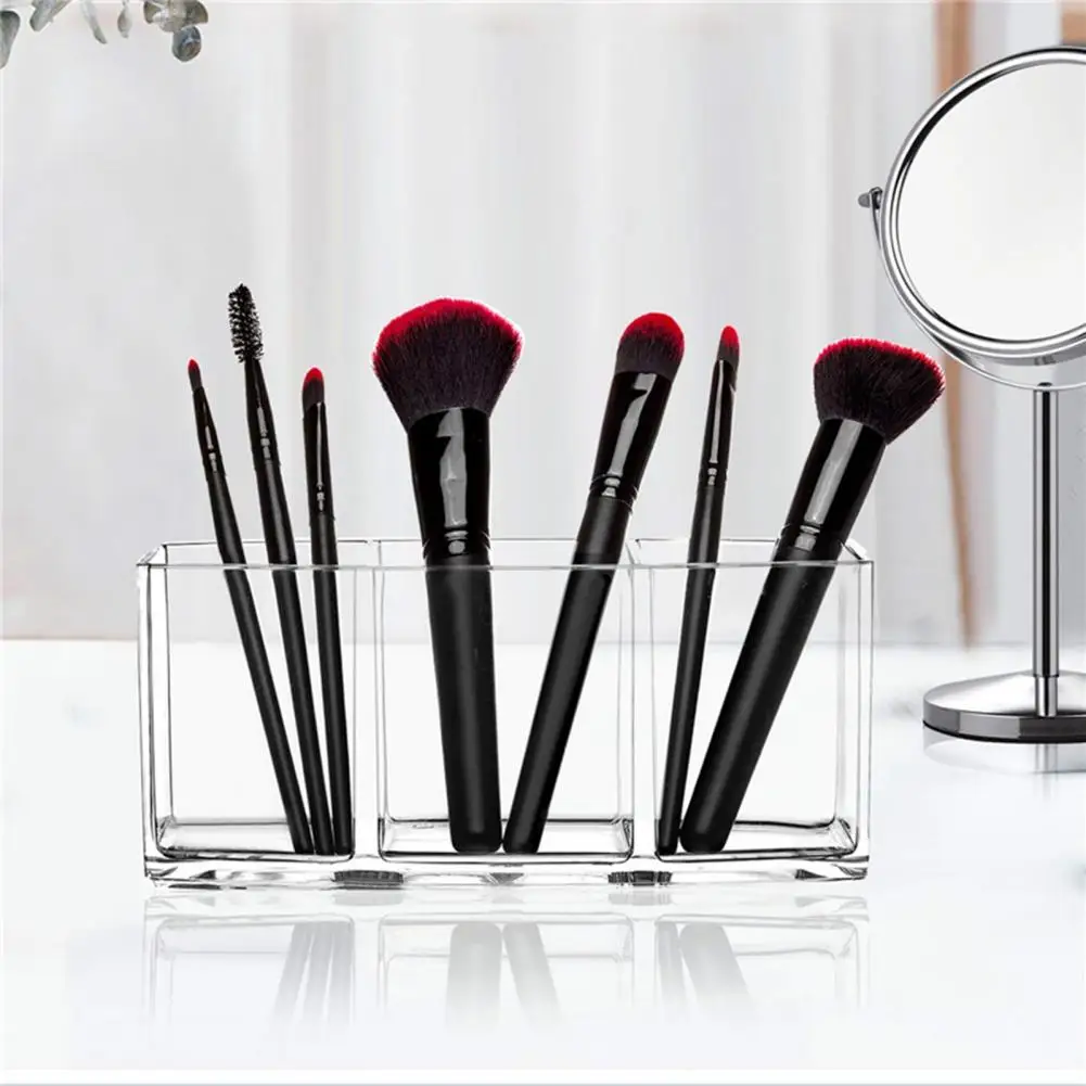 

1PC Eyeliners Display Holder Clear with 3 Slots Acrylic Makeup Brush Organizer for Women Cosmetics Brush Storage Case