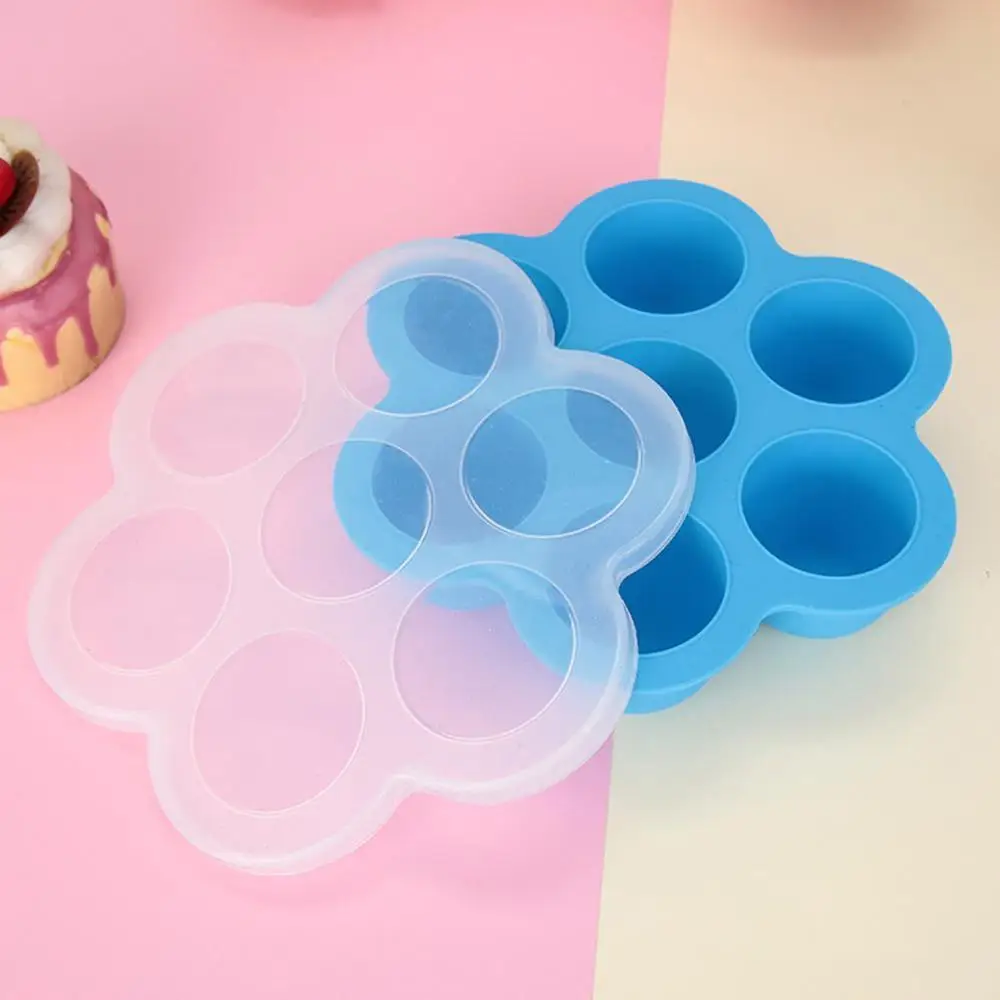 7-отверстия кубика льда силикона с крышкой силиконовые детские Еда дополнение Box