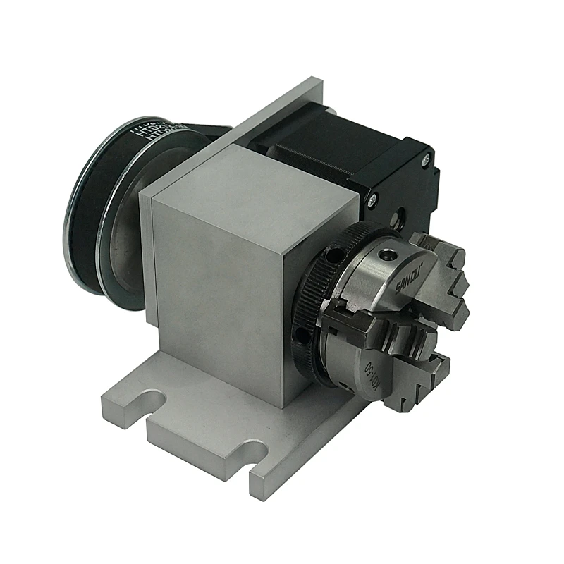 

50MM 3 Jaw Chuck Rotary axis A Axis, 4th Axis with Tailstock for CNC Router Engraver Milling Machine Part Tools