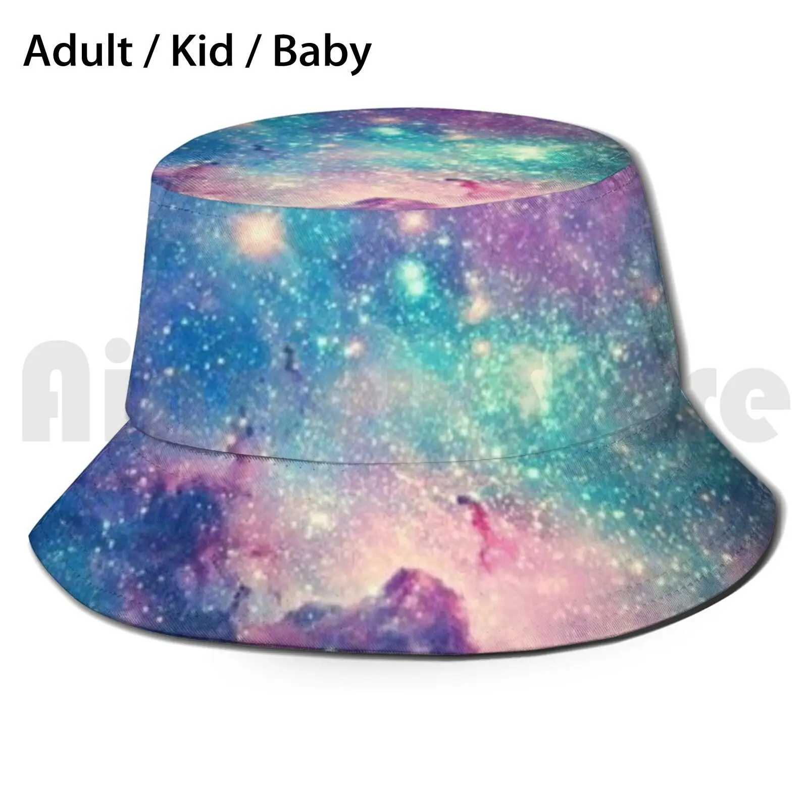 

Galaxy Bucket Hat Adult kid baby Beach Sun Hats Smile Pink Be Safe Ocean Rainbow Colorful Stars