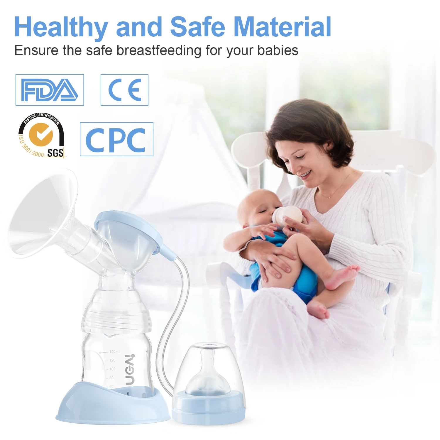Electric Double Breast Pumps,Nursing Hospital Grade Breastfeeding Pump Strong Suction Power with Two Sizes Flange Choose