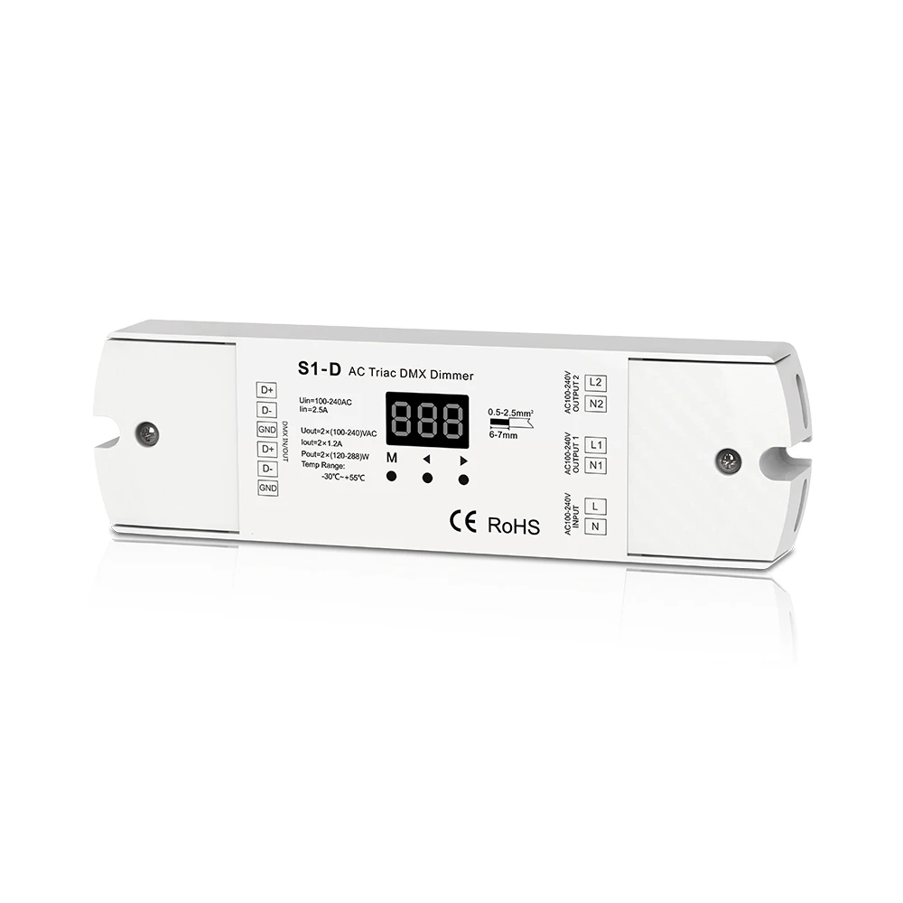 Новый Двухканальный декодер DMX DMX512 1 А 576 Вт преобразует контроллер Triac с