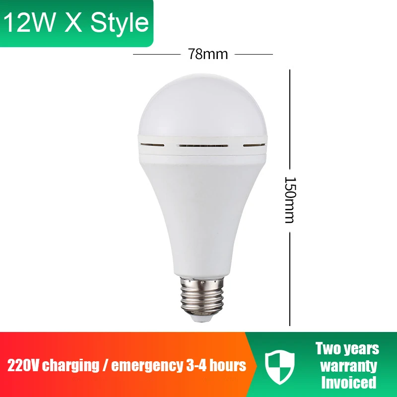 

Emergency Bulb Lamp LED E27 12W Light Bulbs Camping Wireless Emergency Light Portable Battery Power Rechargeable Lamps