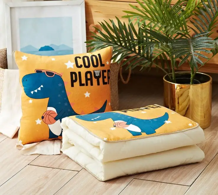 Multifunctional cotton cartoon quilt blanket portable foldable square throw pillow home office car air conditioning 40*40 | Дом и сад