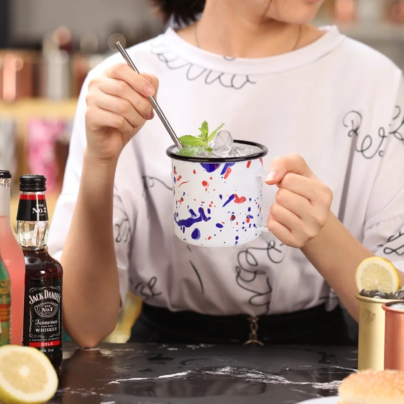 Печать дешевый металл под заказ эмаль походная кофейная кружка с ручкой|Кружки| |