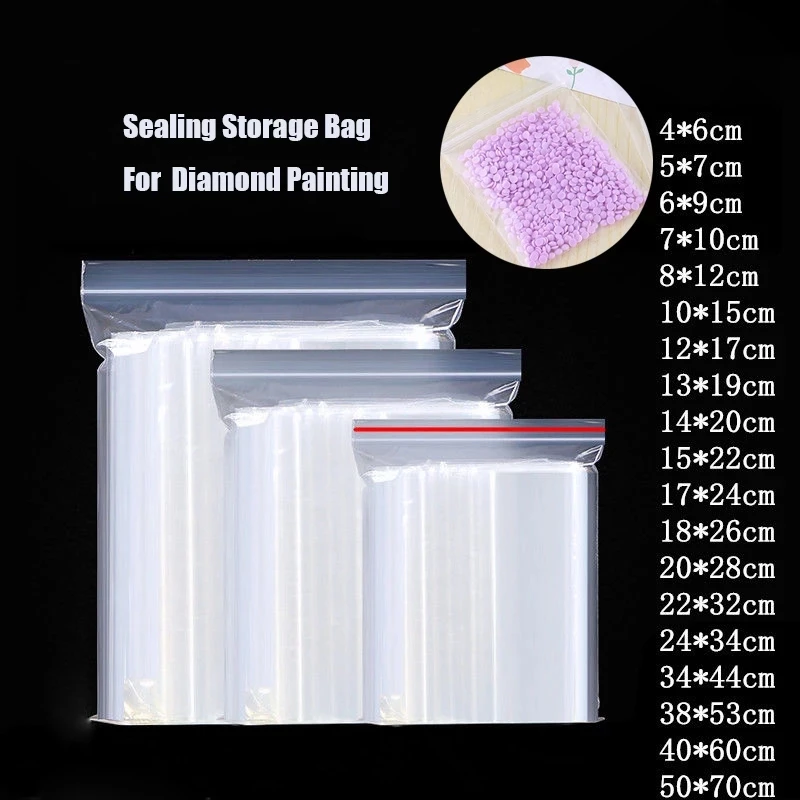 

100pcs/lot DIY Diamond Painting Tools Plastic Self Adhesive Bags Drills Glued Stone Storage Sealing Bag Craft Supplies