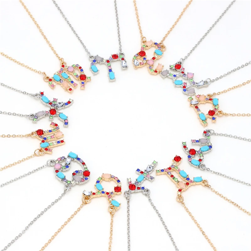 Ожерелье с кулоном в виде созвездия 12 кристаллов женское серебряное покрытие