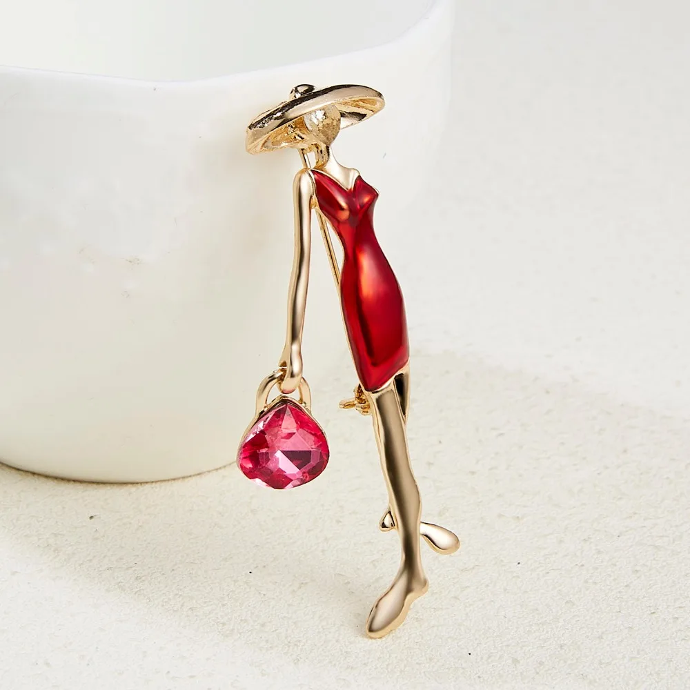 Мода Rhinestone танцы мальчик и девочка чертежное масло фигурка персонажа брошка заколка для женщин Девушка эмаль платье маленькое платье аксессуары
