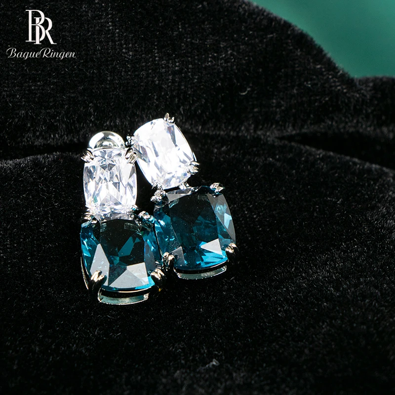 

Bague Ringen Classic 925 sterling silver drop earrings for charm women with sapphire gemstones female jewelry party gift